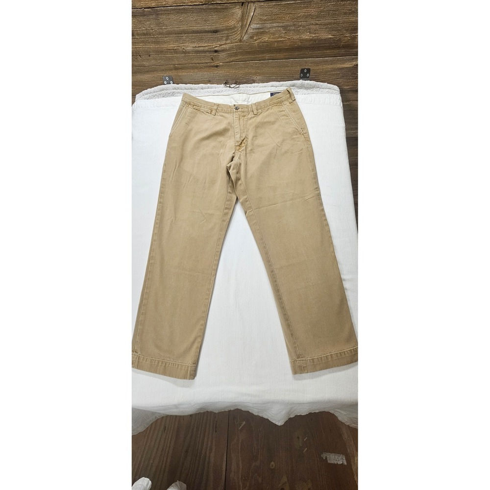 Polo Ralph Lauren Men Tan Khaki Chino Pants Straight‎ Leg 34x30 Cotton Twill